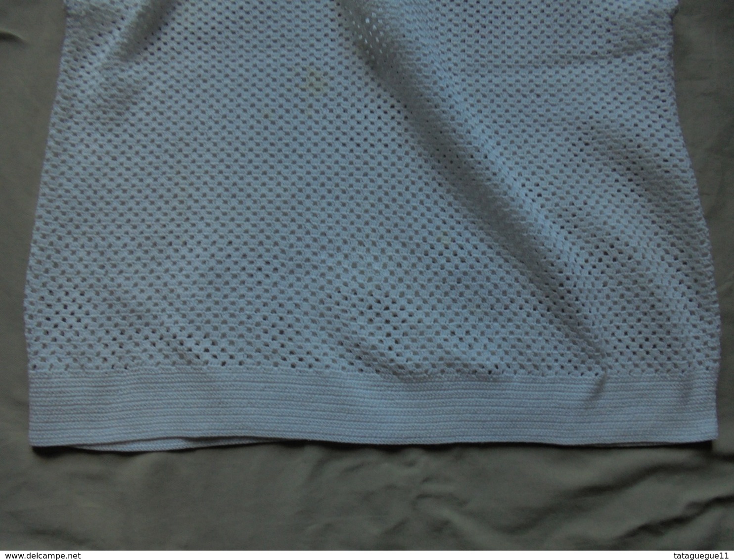 Ancien - Haut/maillot Crocheté Main En Coton Blanc - 1940-1970