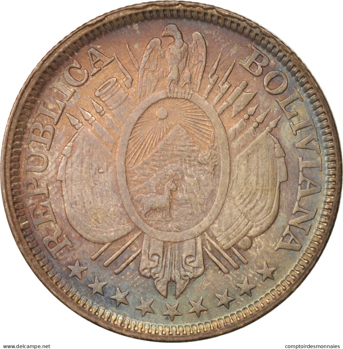 Monnaie, Bolivie, 50 Centavos, 1/2 Boliviano, 1891, SUP, Argent, KM:161.5 - Bolivië