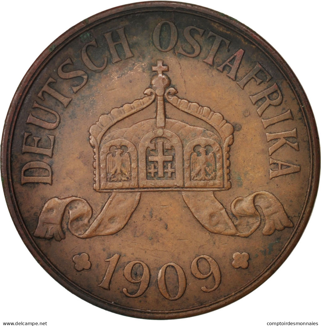 Monnaie, GERMAN EAST AFRICA, Wihelm II, 5 Heller, 1909, Hamburg, TTB, Bronze - Afrique Orientale Allemande