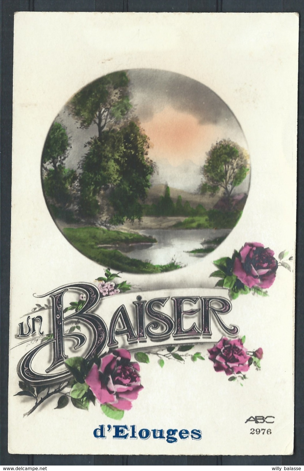 +++ CPA - Baiser D' ELOUGES - Carte Fantaisie - Fleur Rose - ABC 2976  // - Dour