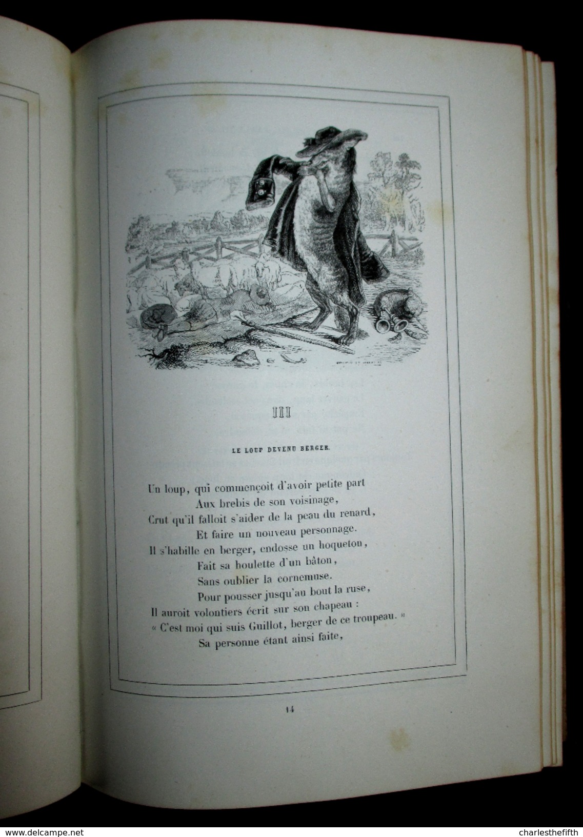 FABLES DE LA FONTAINE, Illustrations Par GRANDVILLE 1859 Hardcover - Animaux Humanisés ! - 1801-1900