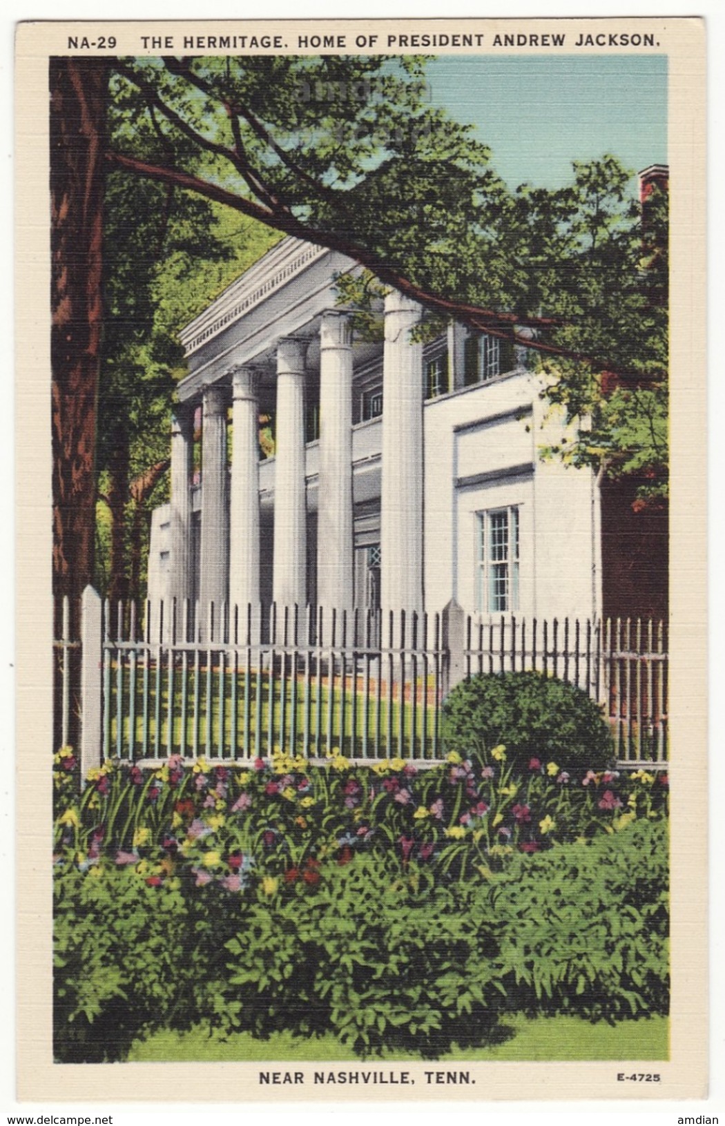 USA, THE HERMITAGE, HOME OF PRESIDENT ANDREW JACKSON NEAR NASHVILLE TN 1940s Unused Vintage Tennessee Postcard  [6595] - Nashville