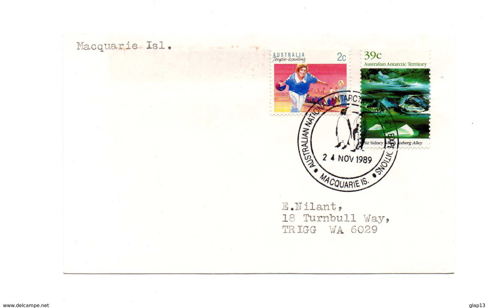 ENVELOPPE POLAIRE DU 24/11/1989  MACQUARIE ISLAND - Covers & Documents