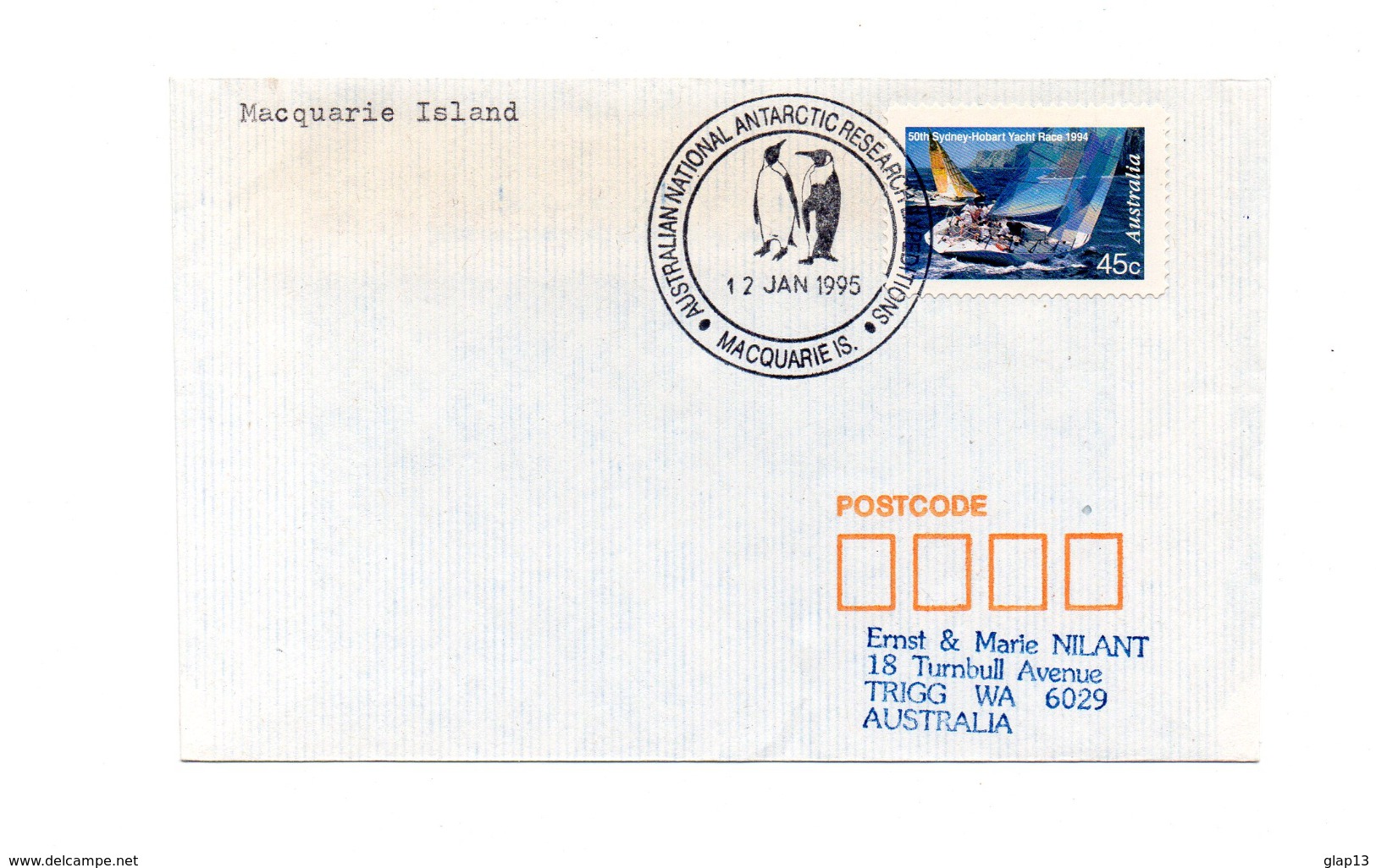 ENVELOPPE POLAIRE DU 12/01/1995  MACQUARIE ISLAND - Covers & Documents