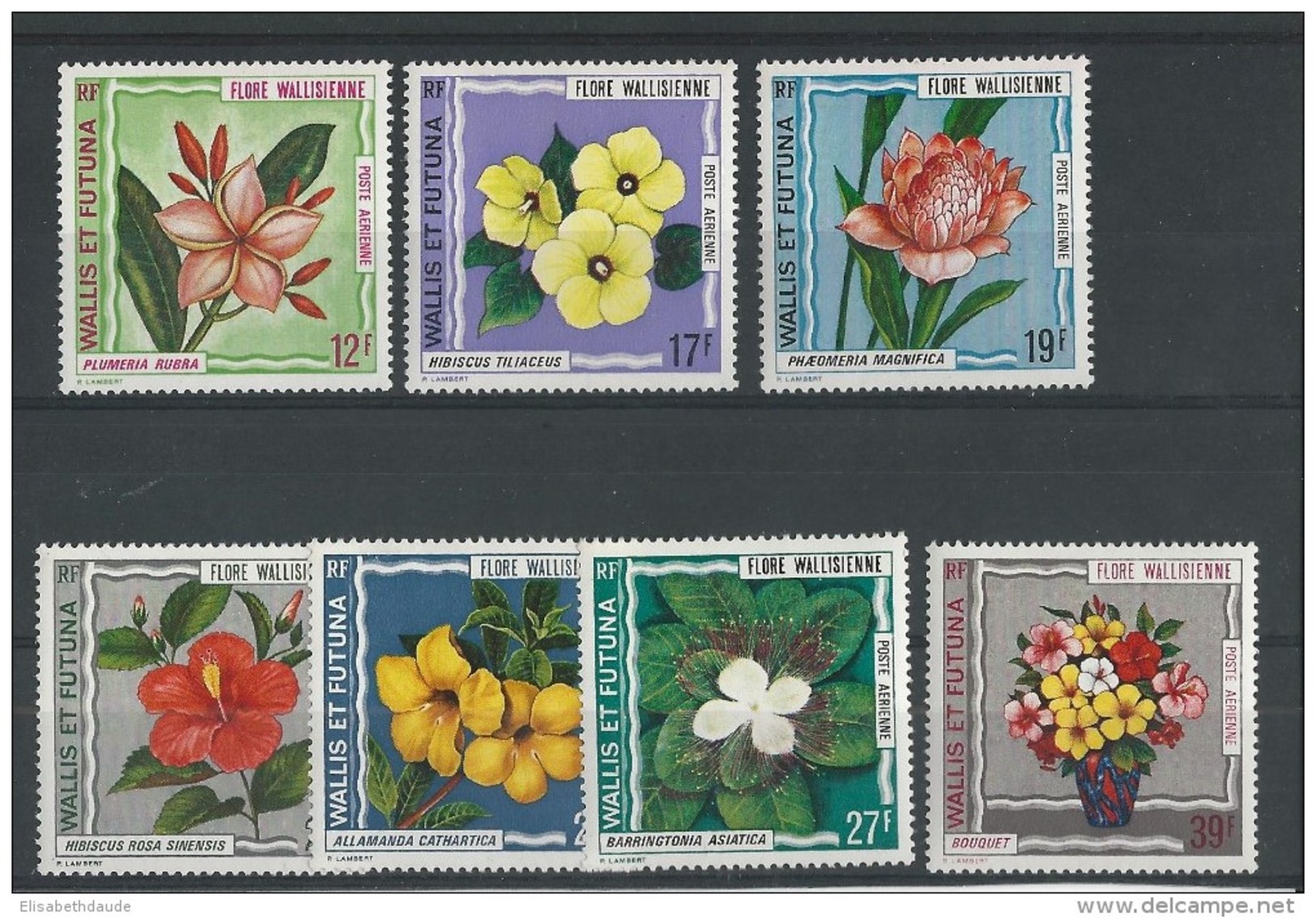 WALLIS - 1973 - POSTE AERIENNE YVERT N° 49/55 ** MNH - COTE = 32.5 EUROS - FLORE - Ongebruikt