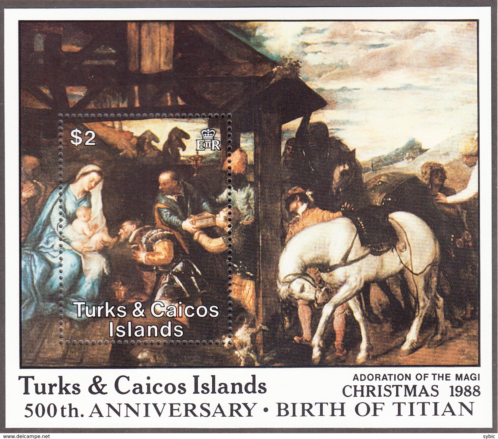 TURKS & CAICOS - 1988 - Noël / Titien - Yvert 796/798 + BF 76 -  Neufs ** - Turks And Caicos