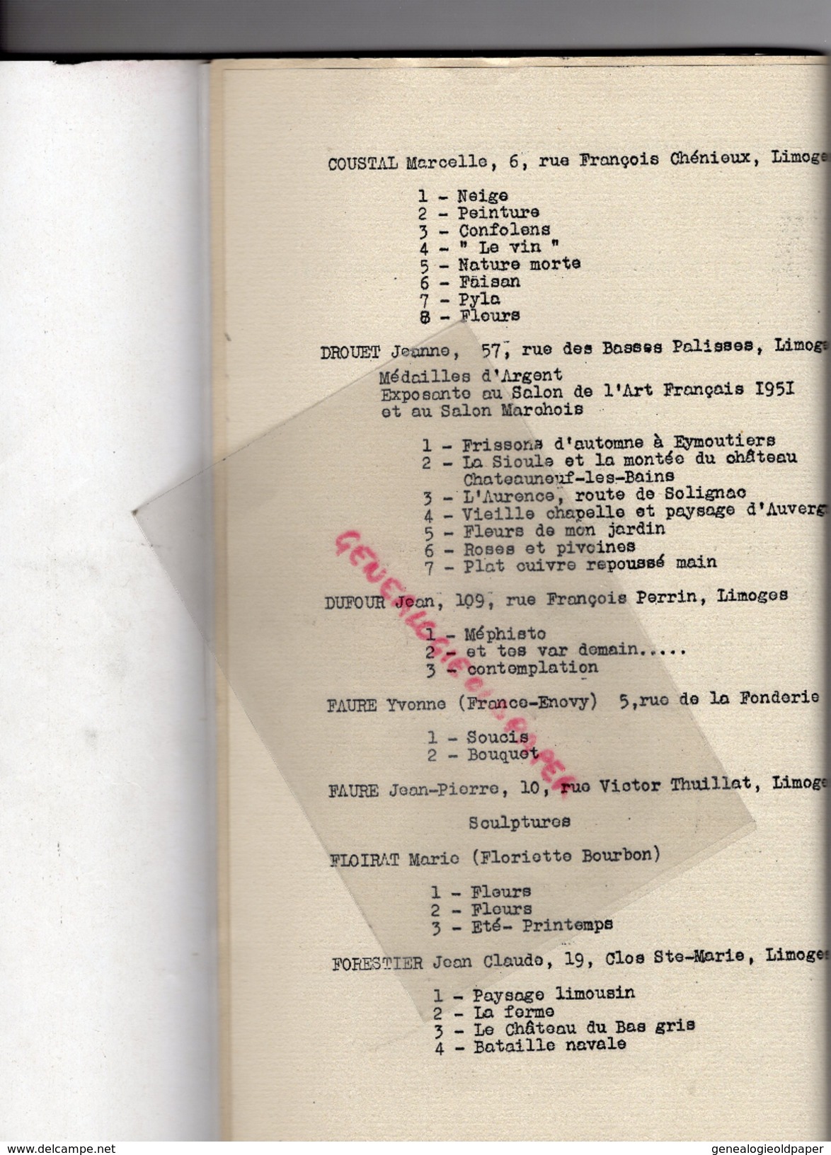 87 - LIMOGES- EXPOSITION ARTS SCIENCES LETTRES LIMOUSIN-HOTEL VILLE-1956-BETOULLE-THARAUD-MARTINAUD-LEOBARDY-MARGERIT - Programma's