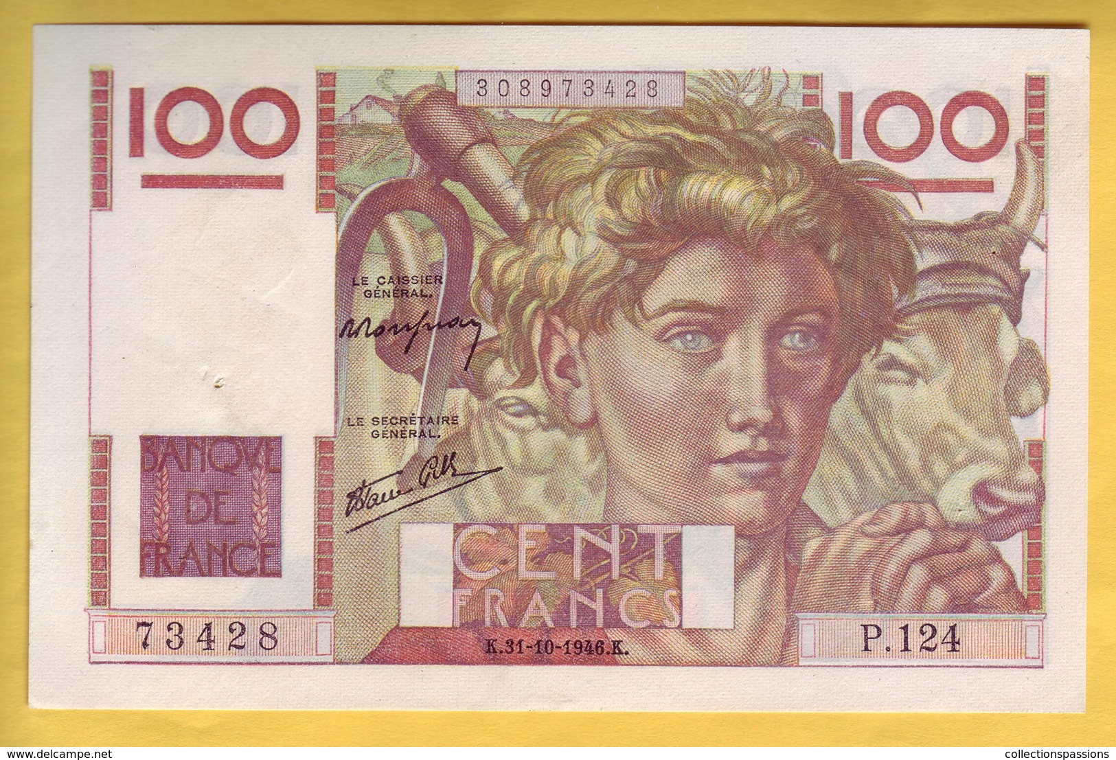 BILLET FRANCAIS - 100 Francs Jeune Paysan 31.10.1946 SUP+ - 100 F 1945-1954 ''Jeune Paysan''