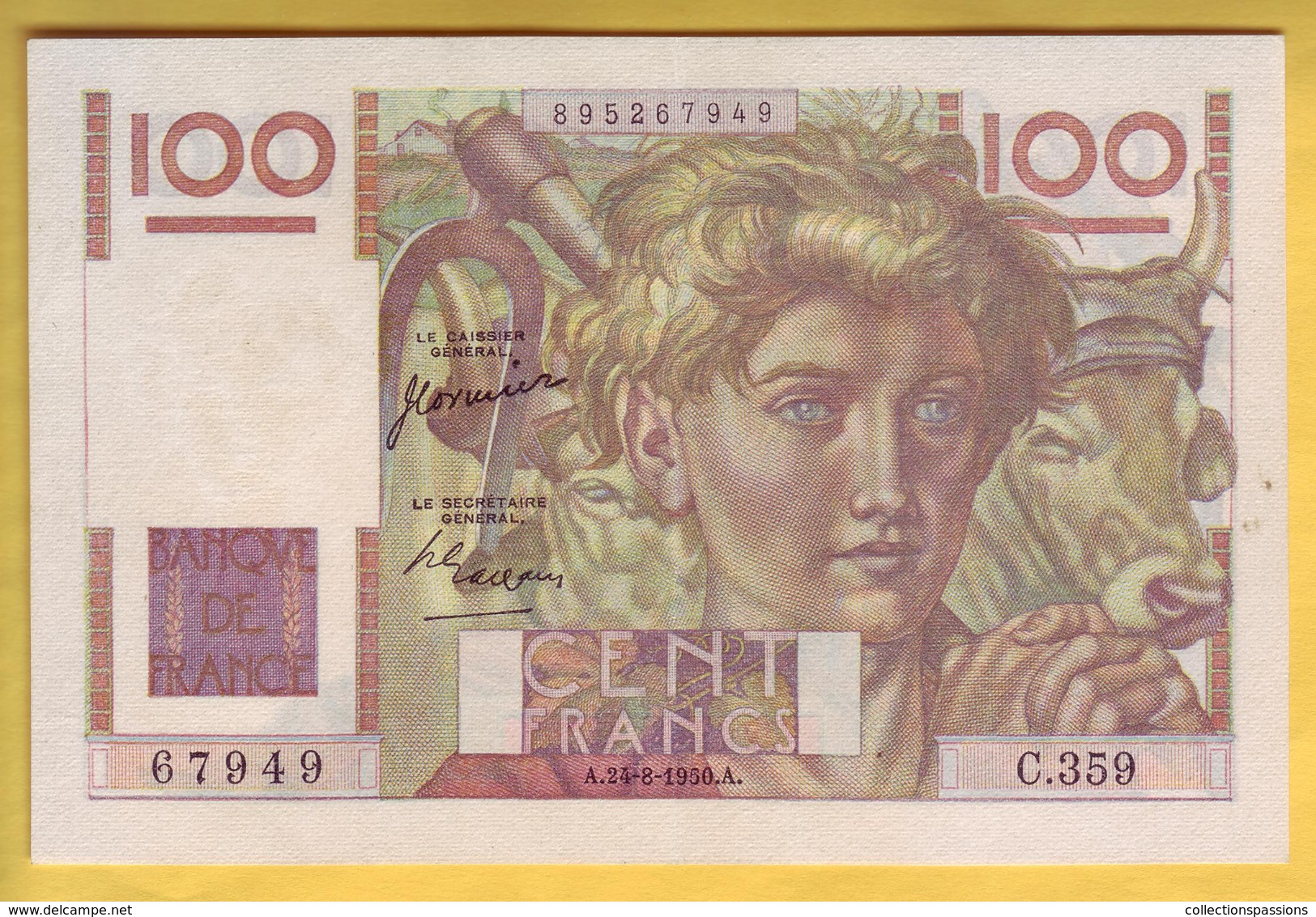 BILLET FRANCAIS - 100 Francs Jeune Paysan 24.8.1950 SUP - 100 F 1945-1954 ''Jeune Paysan''