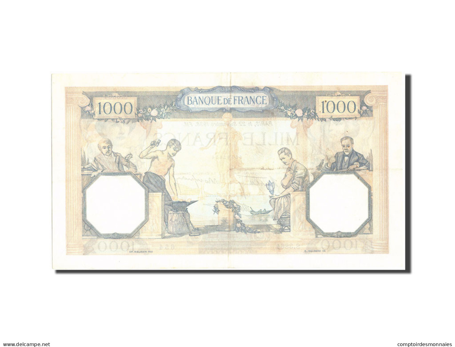 Billet, France, 1000 Francs, 1 000 F 1927-1940 ''Cérès Et Mercure'', 1938 - 1 000 F 1927-1940 ''Cérès Et Mercure''