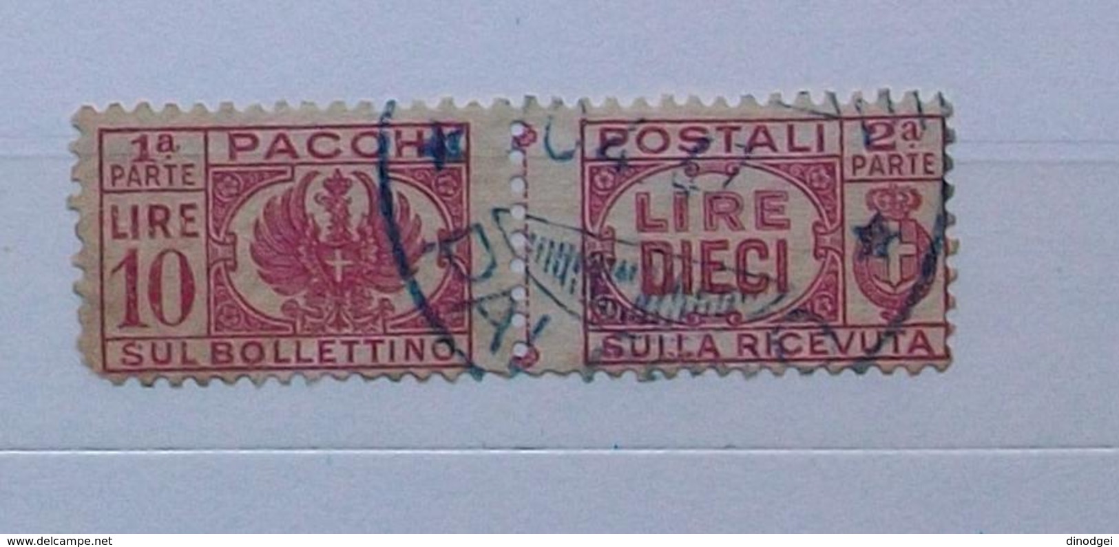 Italia Luogotenenza -1946 - Pacchi Postali Lt.10 Usato - Senza Fasci Al Centro. - Postal Parcels