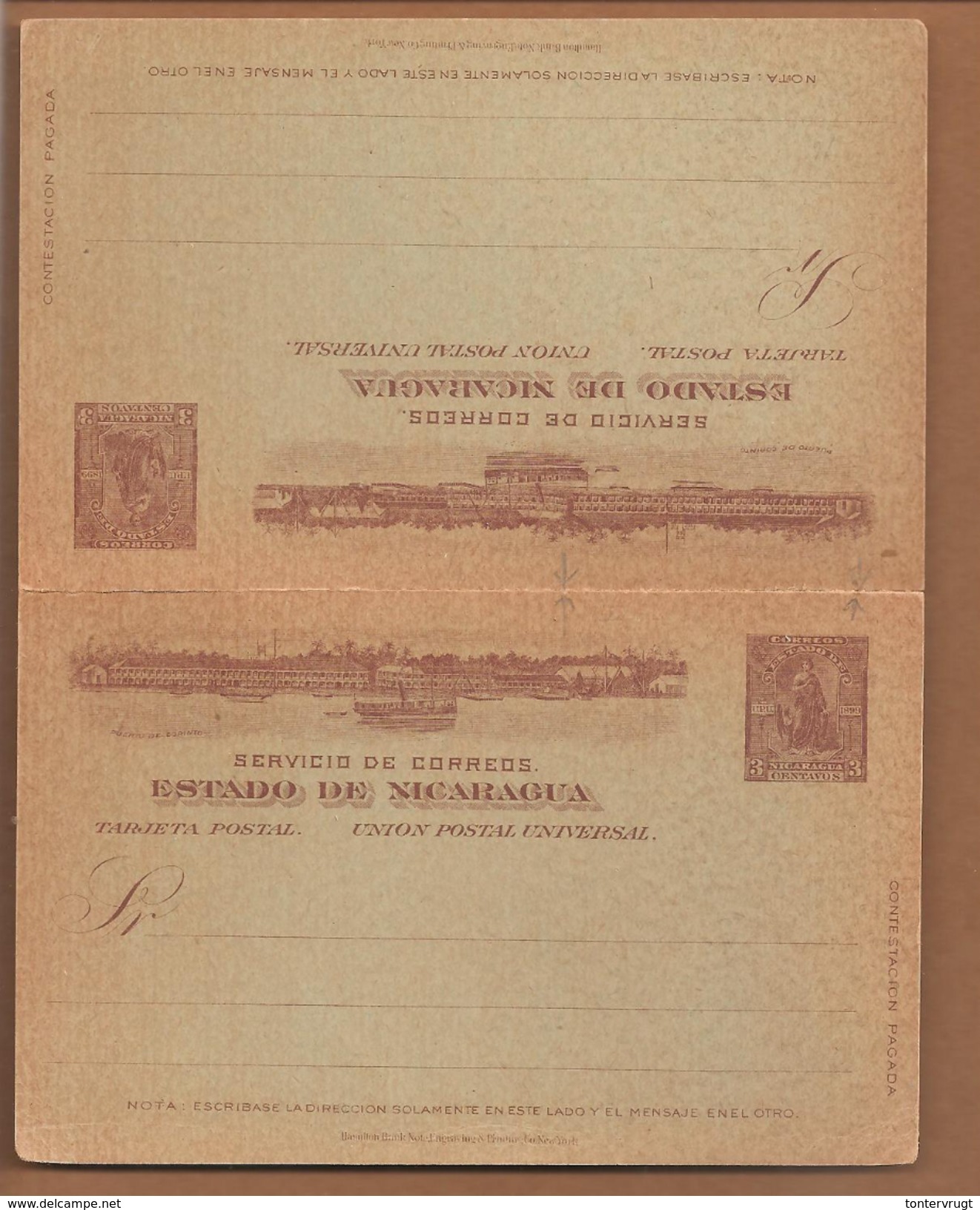 Puerto De Corinto. Tarjeta Postal Avec Réponse. Partly Dentelure Opend; See Scans ! HG No.37 - Nicaragua