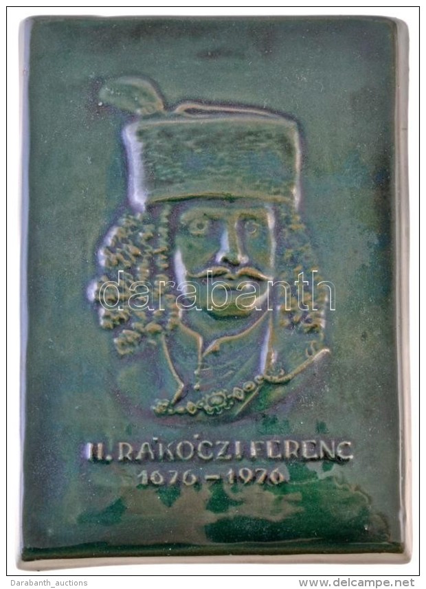 1976. 'II. R&aacute;k&oacute;czi Ferenc 1676-1976' Eozin M&aacute;zas Ker&aacute;mia Plakett (105x150mm) T:2 - Non Classés