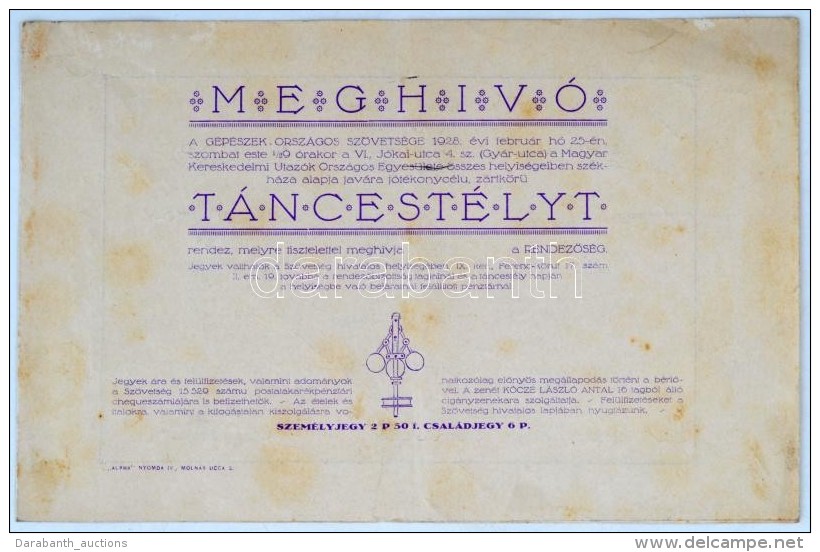 1928 Megh&iacute;v&oacute; G&eacute;p&eacute;sz T&aacute;ncest&eacute;lyre. - Non Classés