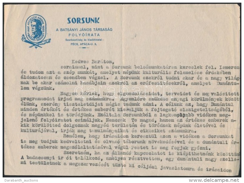 1947 Kanyar J&oacute;zsef (1916-2005) T&ouml;rt&eacute;n&eacute;sz, Lev&eacute;lt&aacute;ros, SzerkesztÅ‘... - Autres & Non Classés