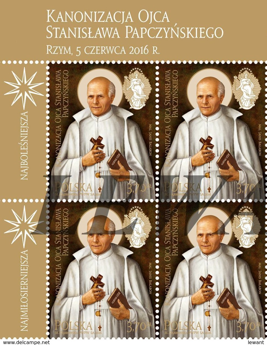 2016.06.05. The Canonization Of Father Stanislaus Papczynski - Block MNH - Nuovi