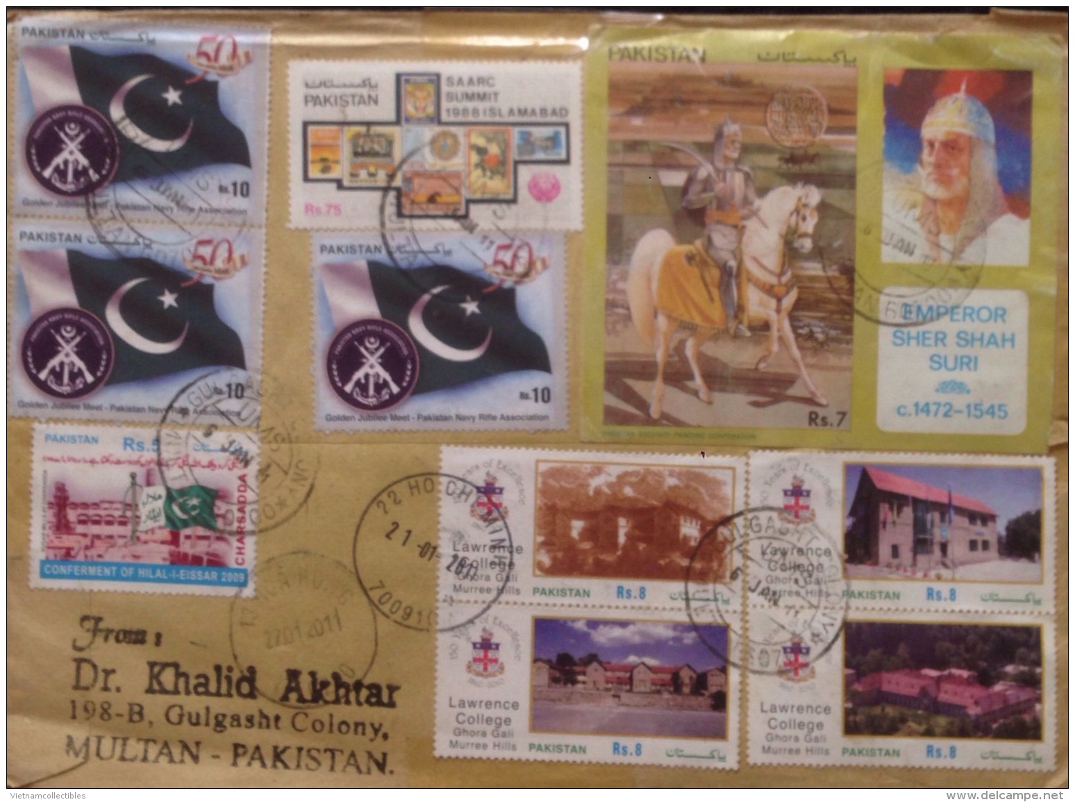 Pakistan Registered Cover With A Full Set Of WWF Bear Stamps / 02 Images - Storia Postale