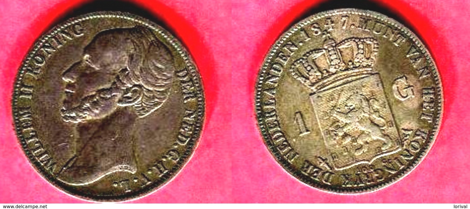 § 1 GULDEN  (KM 3 A)  TB+ 75 - 1840-1849 : Willem II