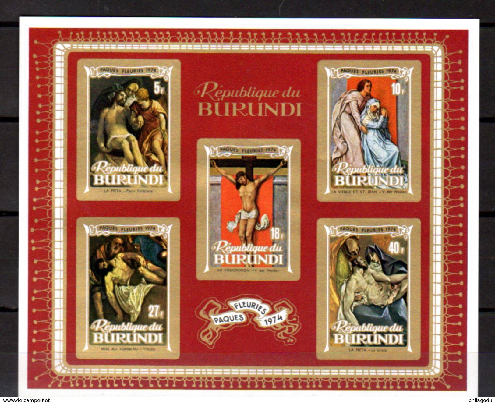 1974    Pâques VI, BF 75 Et BF 75 A**,  Peintures Religieuses - Unused Stamps