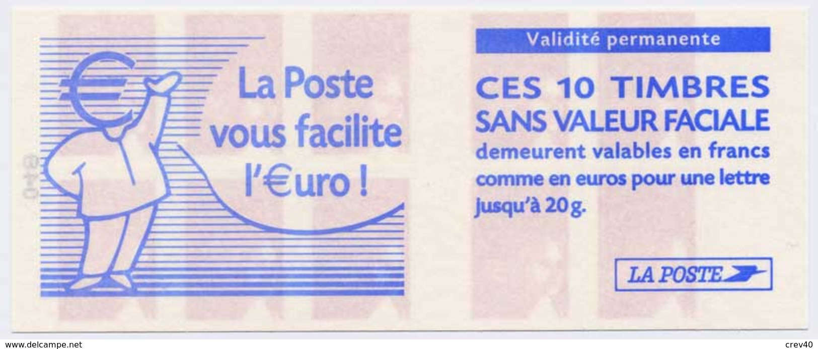 Carnet Neuf ** N° 3419-C2(Yvert) France 2001 - Marianne De Luquet, La Poste Vous Facilite L'Euro - Modern : 1959-…