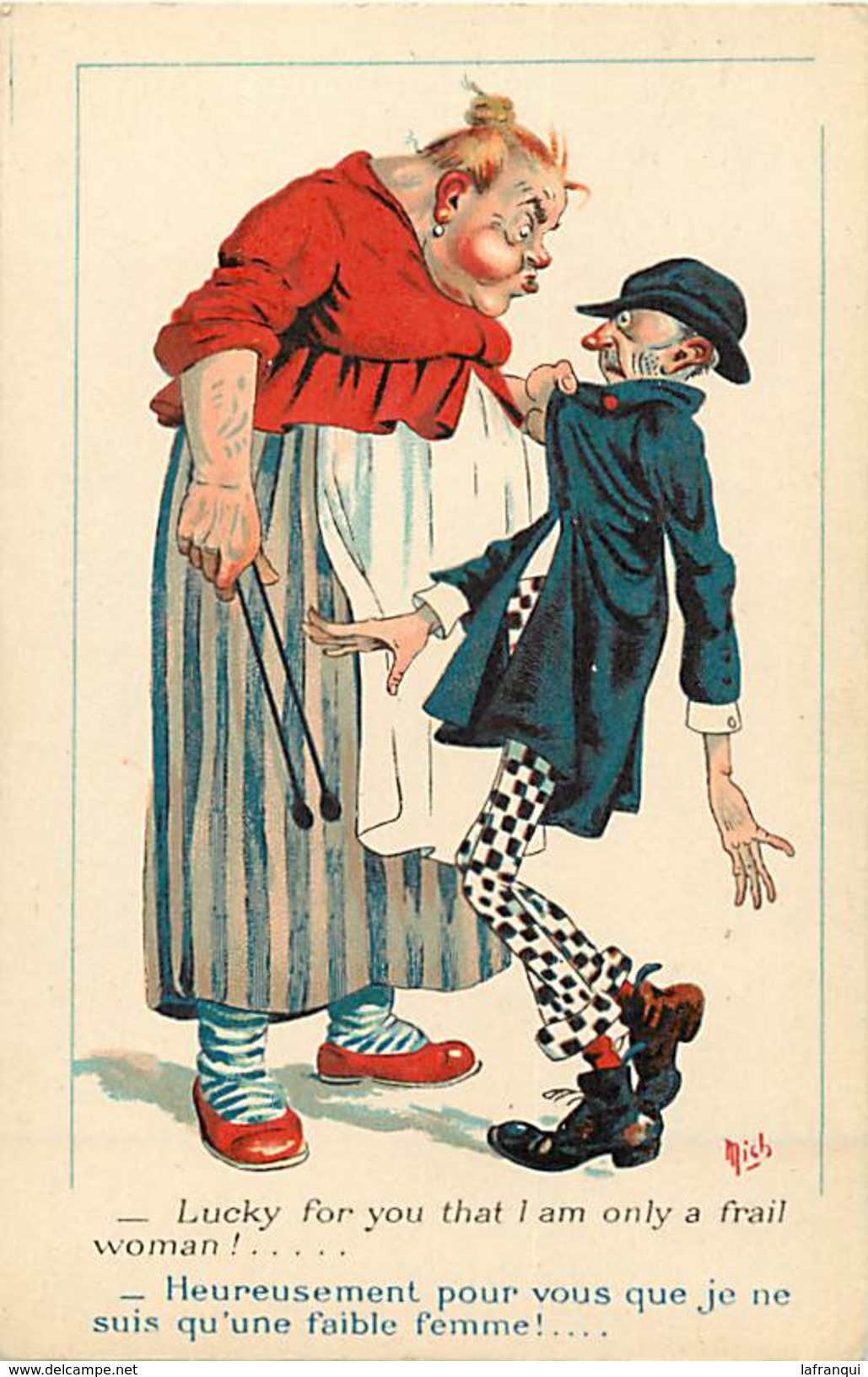 Ref N713 -illustrateur Mich - Couples - Couple - Faible Femme - Edition Sid -carte Bon Etat - - Mich