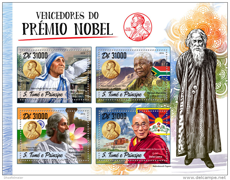 SAO TOME 2016 ** Nobel Prize Winners Mother Teresa Mutter Teresa Mère Teresa M/S - IMPERFORATED - A1651 - Mother Teresa