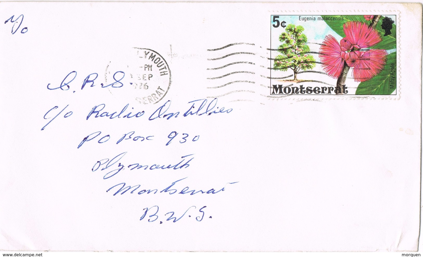 20896. Carta PLYMOUTH (Montserrat) 1976. Stamp Flowers, Flores - Montserrat