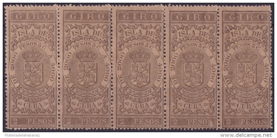 GIR-18 CUBA SPAIN ESPAÑA. REVENUE GIROS. 2$ BLOCK 5. ORIGINAL GUM. - Postage Due