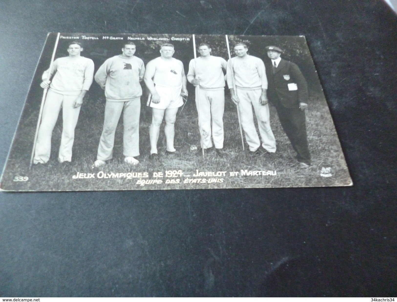 CPA Sport Jeux Olympiques De 1924 Javelot Et Marteau équipe Des Etats Unis - Giochi Olimpici