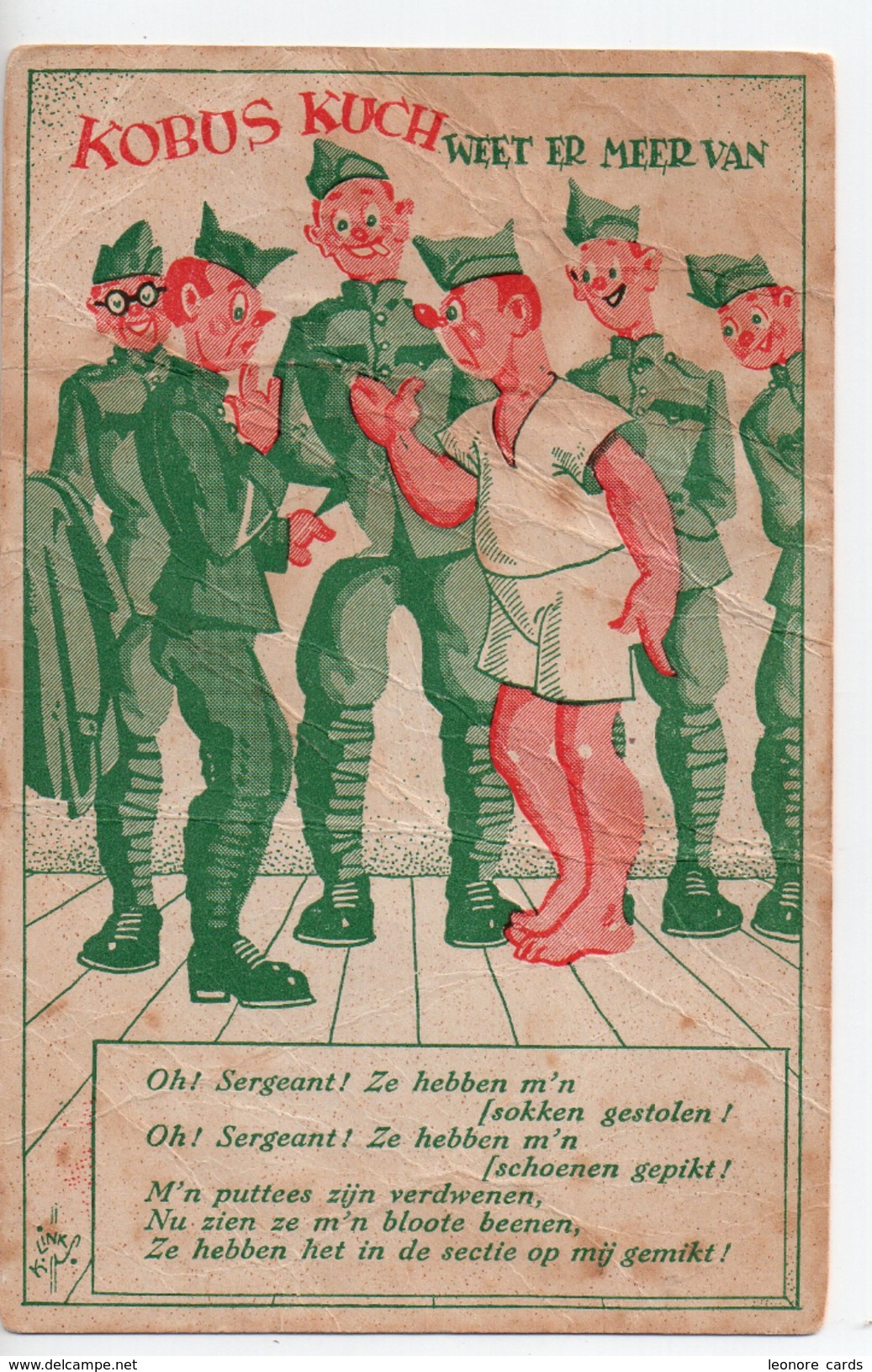 CPA.Illustrateur Signé.Links K.L Humour.Militaire.Kobus Kuch Weet Er Meer Van - Links, K.L.