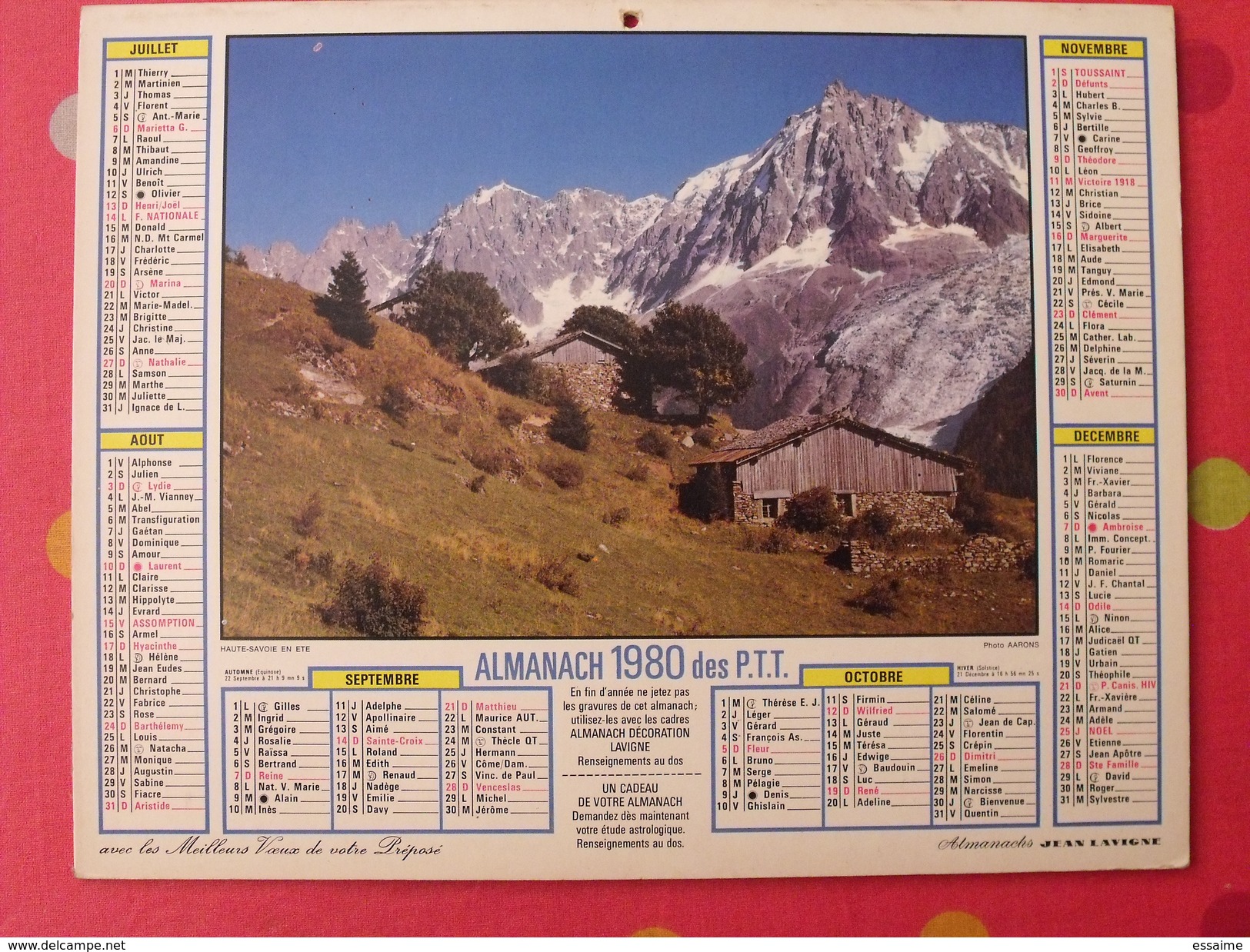 Almanach Des PTT. 1980.  Calendrier Poste, Postes Télégraphes. Plage Côte De L'esterel Haute-savoie Chalet - Groot Formaat: 1971-80