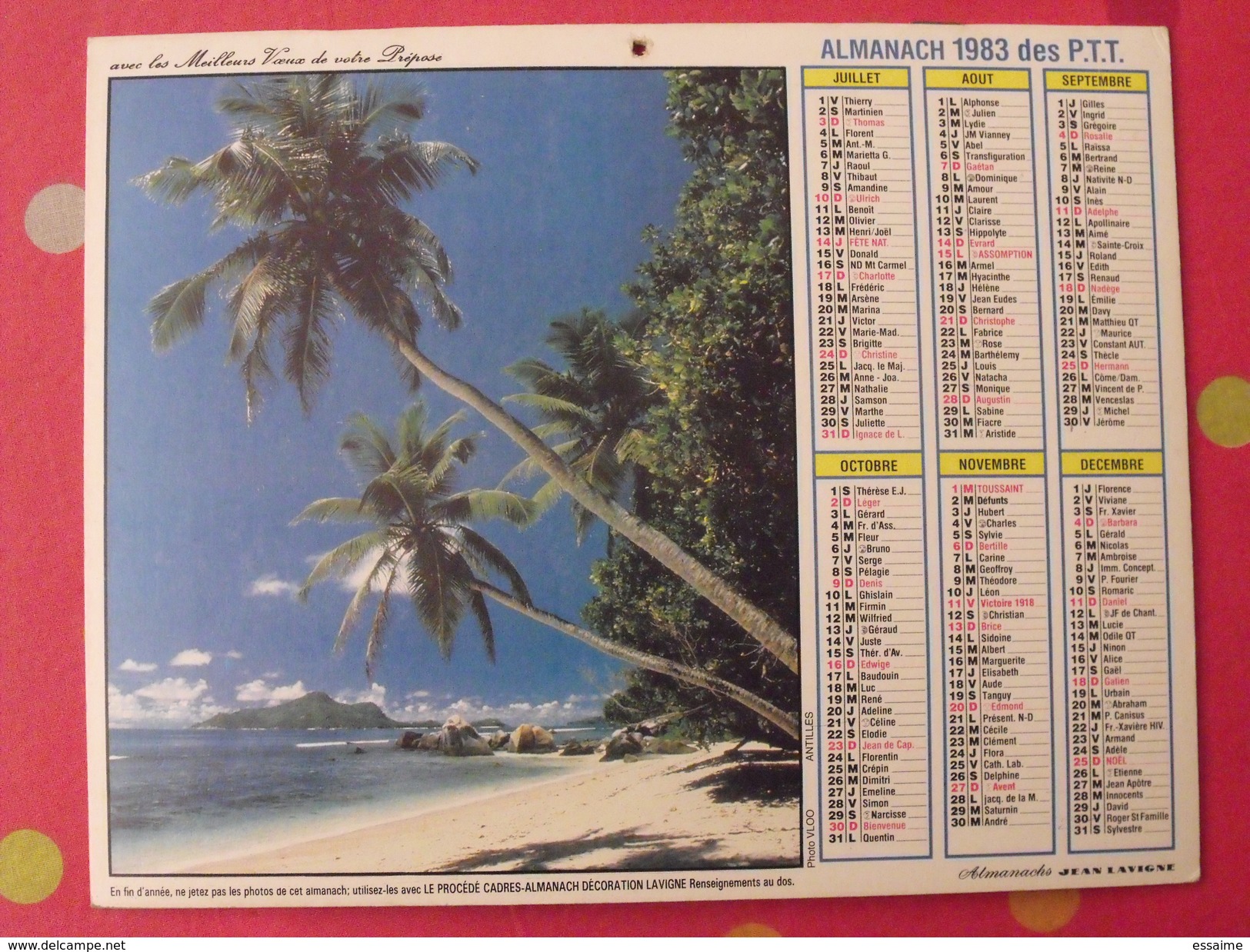 Almanach Des PTT. 1983. Mayenne Laval. Calendrier Poste, Postes Télégraphes. Antilles Ste Marine Finistère - Groot Formaat: 1971-80
