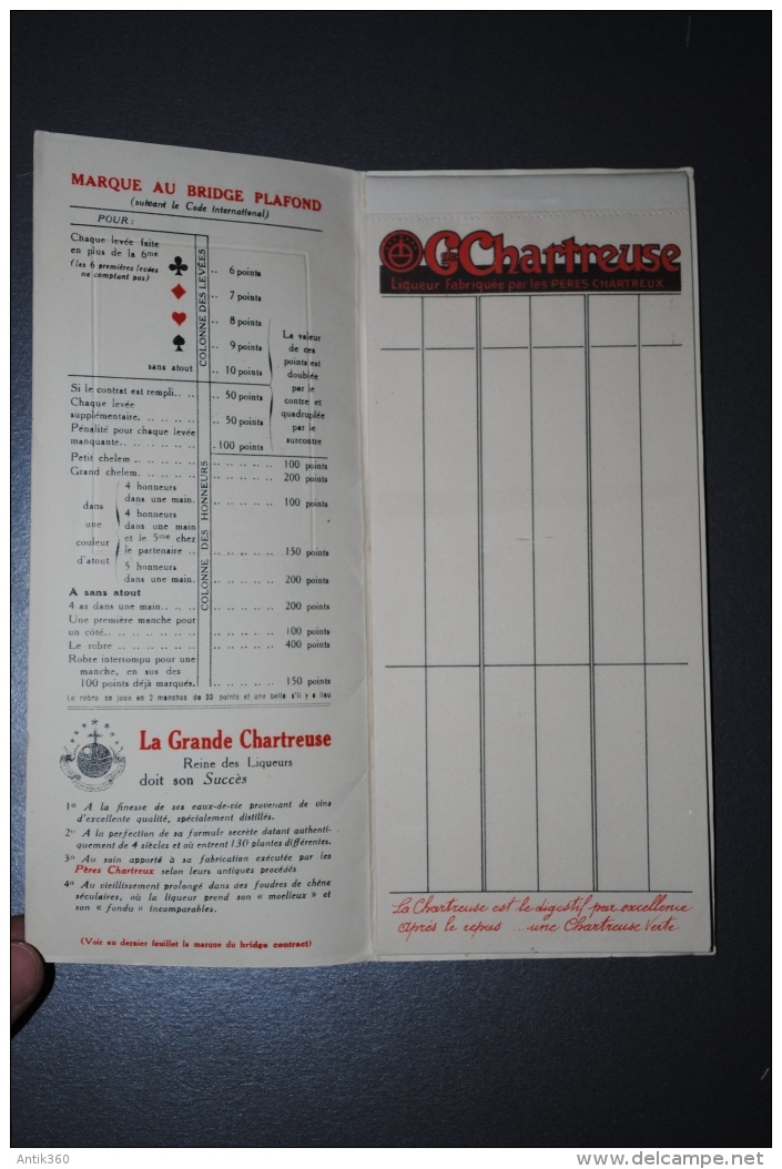 Ancien Carnet Publicitaire Grande Chartreuse Compte-point De Bridge Neuf - Alkohol