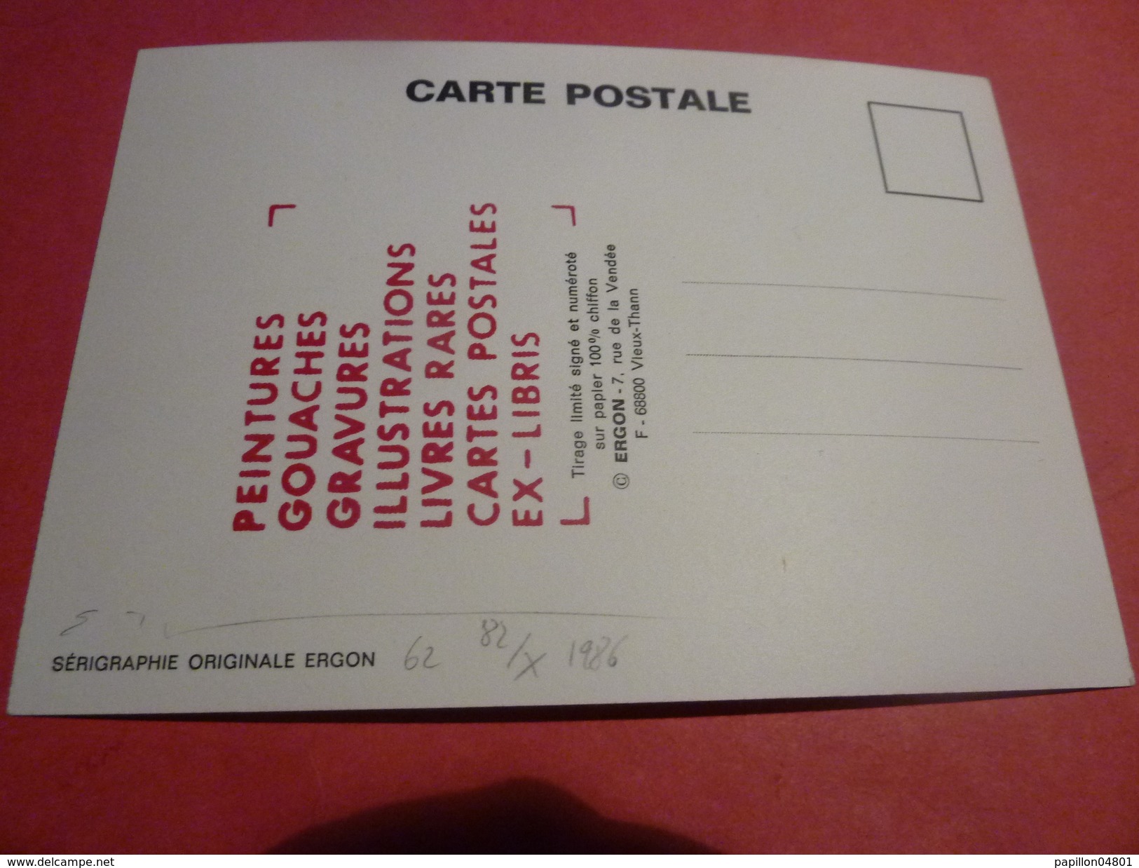 CARTE POSTALE SERIGRAPHIE ORIGINALE SIGNE ERGON NUMEROTEE - Ergon