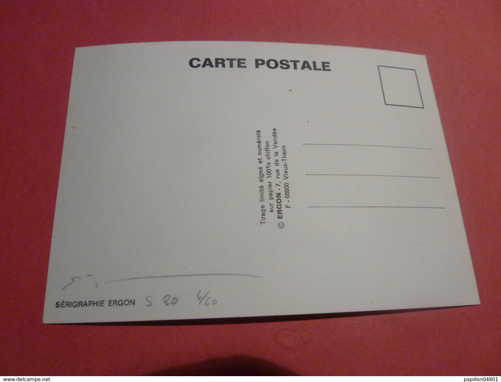 CARTE POSTALE SERIGRAPHIE ORIGINALE SIGNE ERGON NUMEROTEE 4/60 STRASBOURG PIRATE 1986 - Ergon