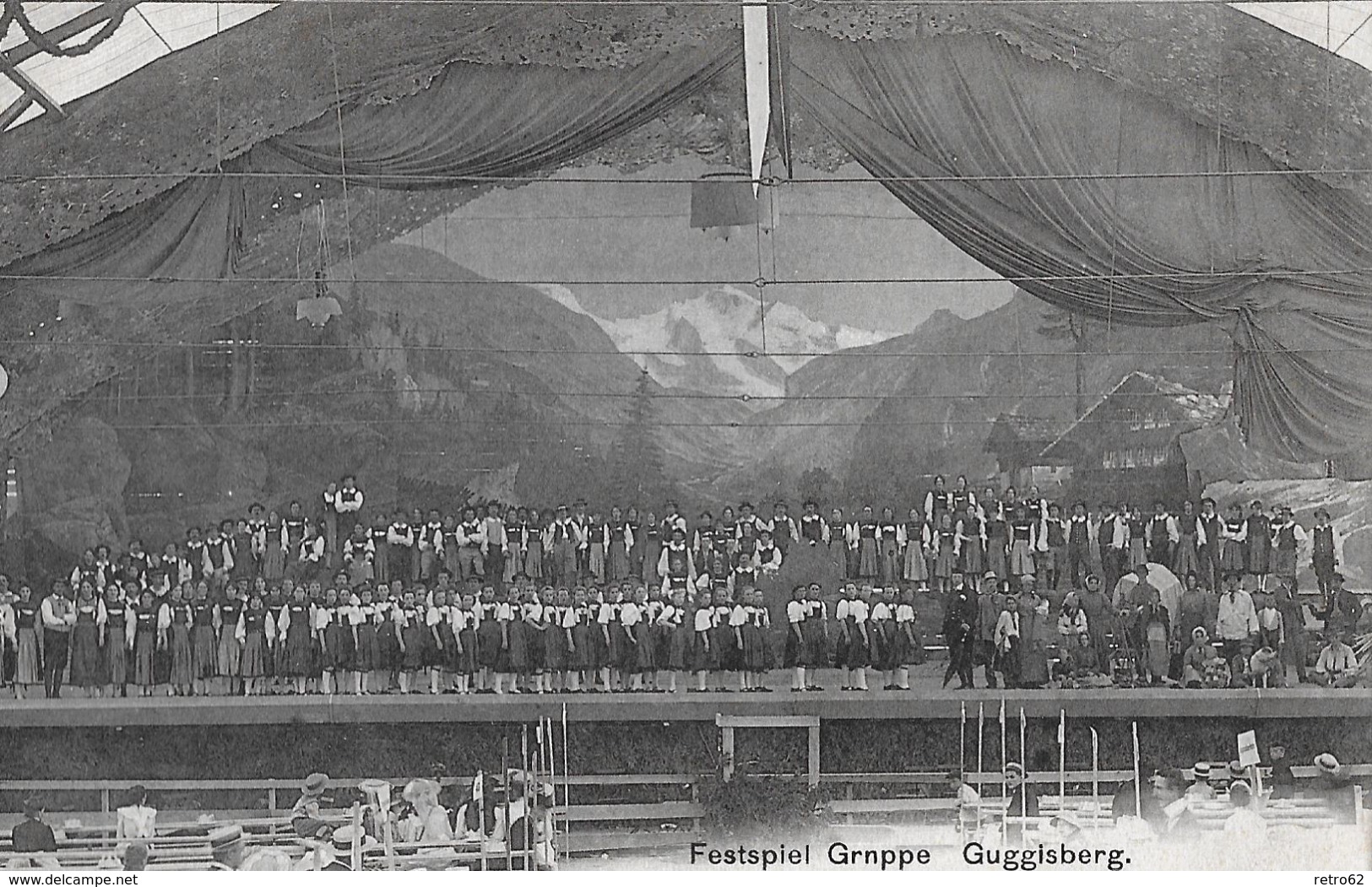 GUGGISBERG &rarr; Festspielgruppe Guggisberg Im Einsatz, Alter Lichtdruck Ca.1910 - Guggisberg