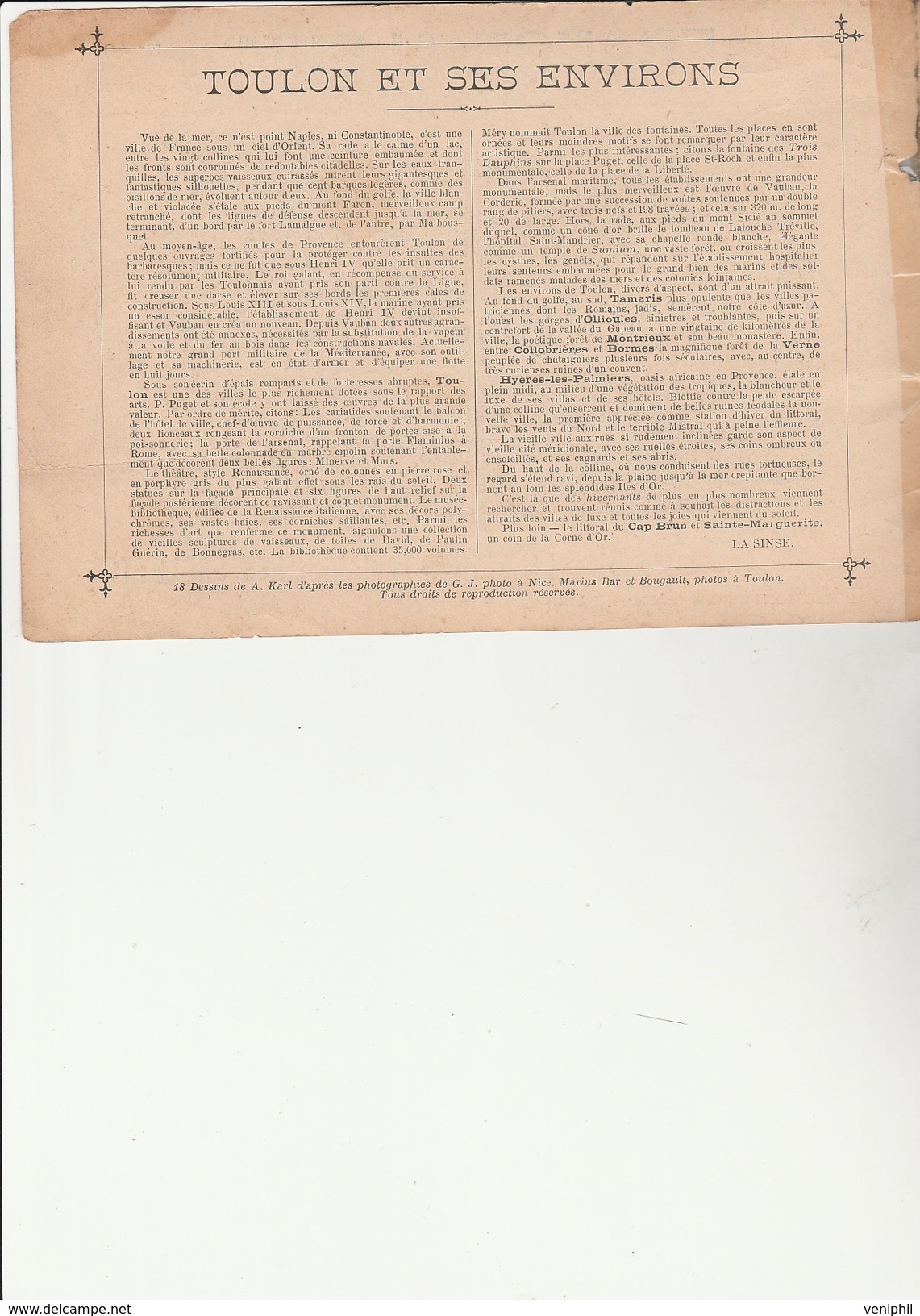 PETITE REVUE TOURISTIQUE- TOULON - SUR - MER -8 VUES ET NOTICE- ANNEE NOVEMBRE 1899 - Dépliants Touristiques