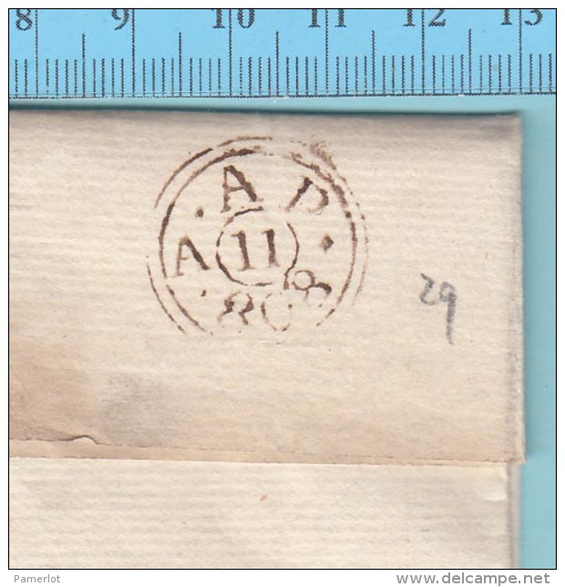 Stampless- Letter 1808, From London To Madeley ,postmark : A. A P. 11 Ina Tiny Circle, .808 - 4 Scans - ...-1840 Vorläufer