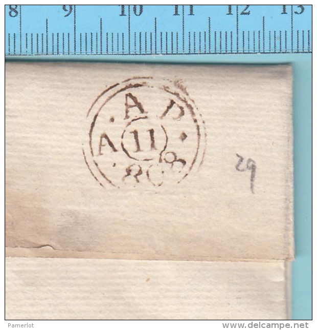 Stampless- Letter 1808, From London To Madeley ,postmark : A. A P. 11 Ina Tiny Circle, .808 - 4 Scans - ...-1840 Prephilately