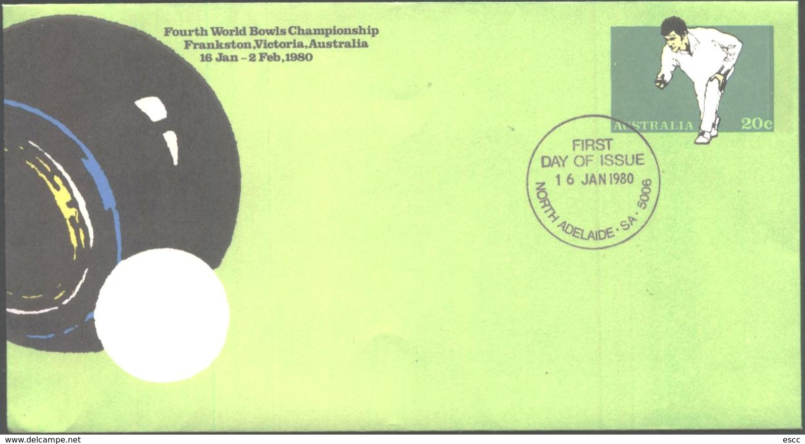 FDC Sport Fourth World Bowls Championship Frankston 1980 From Australia - Petanca