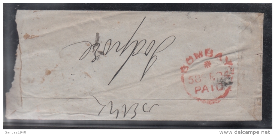 India  1858  QV 1/2A   ON Cover To Jodepore  BOMBAY PAID  On Reverse   #  93587  Inde  Indien - 1852 Sind Province