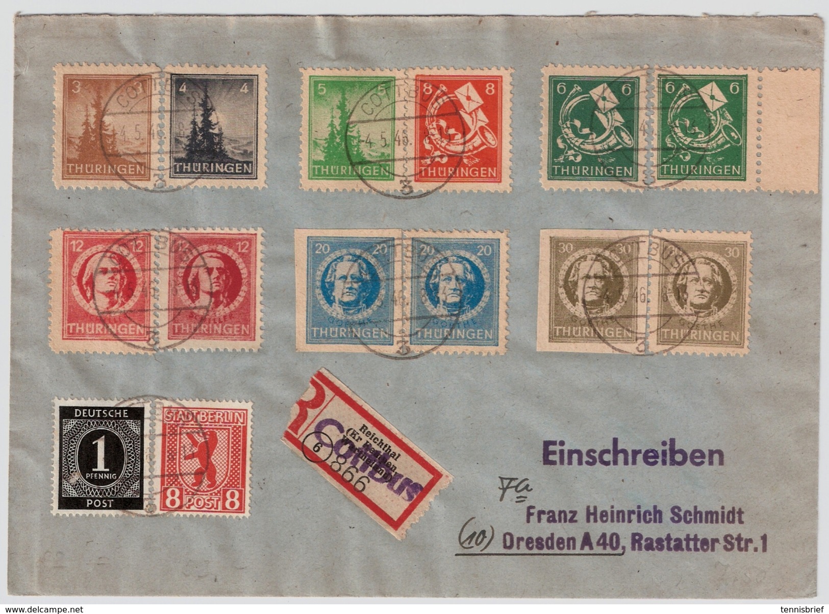 1946, Reco-Satz-Brief,auch Ungezähnt Und Extra  Verschied. Farben  #6907 - Cartas & Documentos