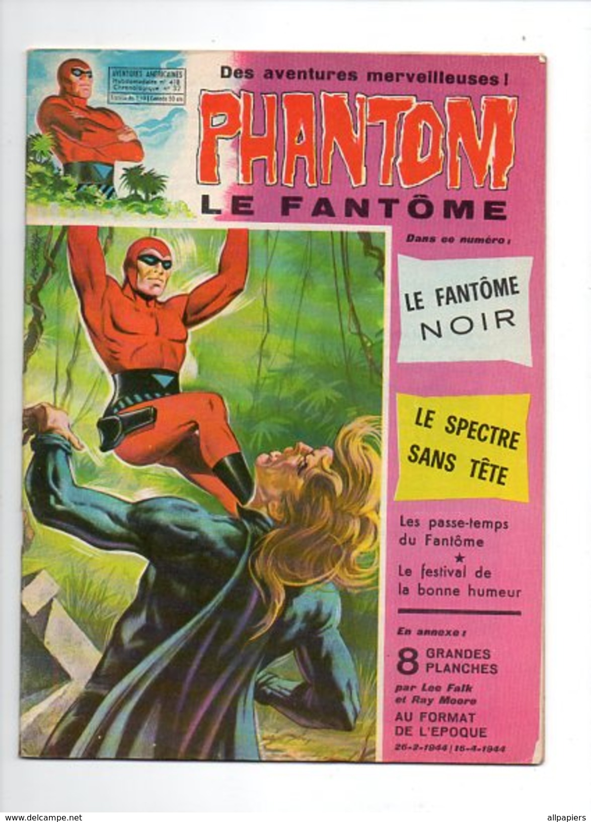 Phantom Le Fantôme N°418 La Fantôme Noir - Le Spectre Sans Tête - Les Passe-temps Du Fantôme De 1973 - Phantom