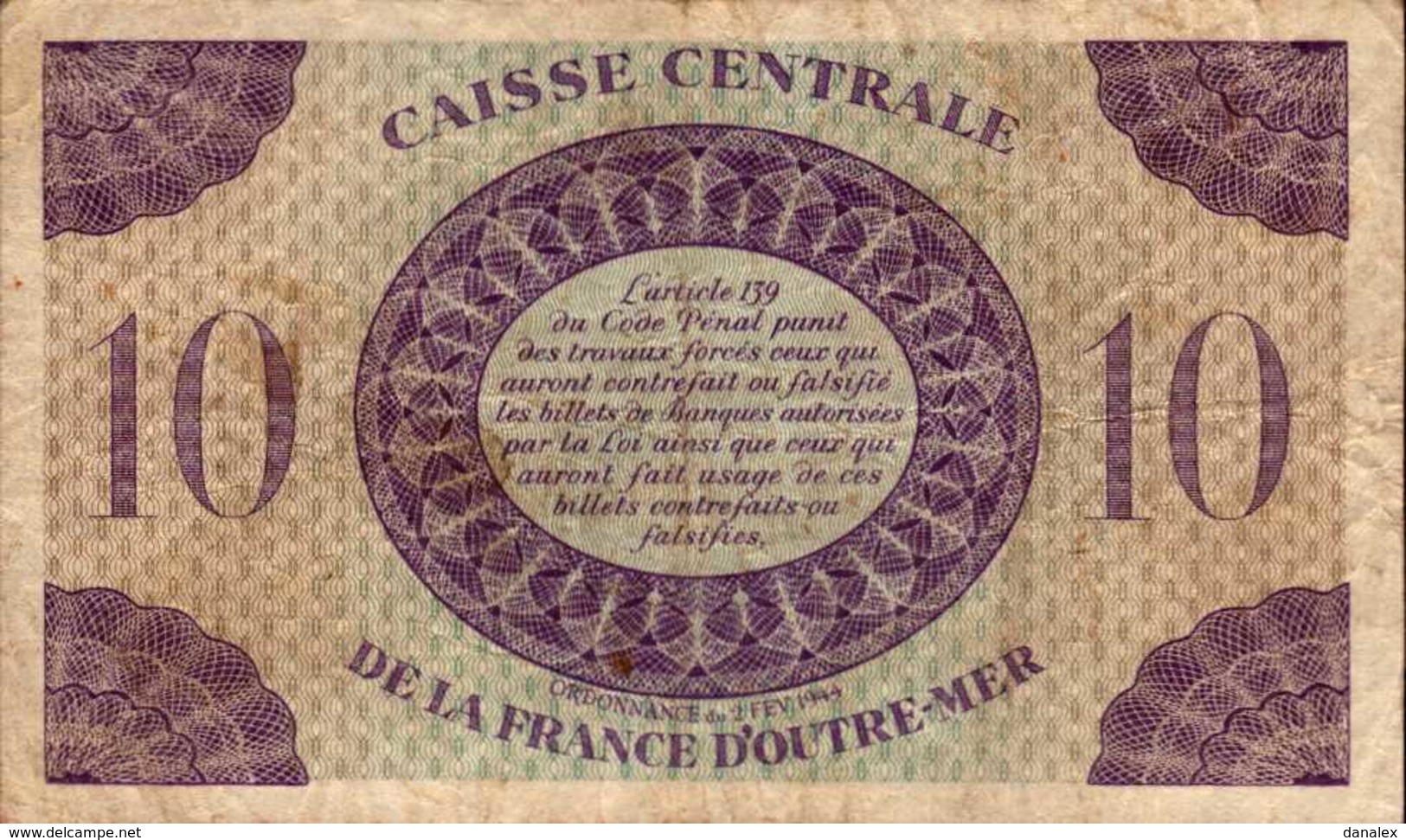 MARTINIQUE (Caisse Centrale France O.M.) 10  FRANCS De L2-2-44  Pick 23 - Otros & Sin Clasificación