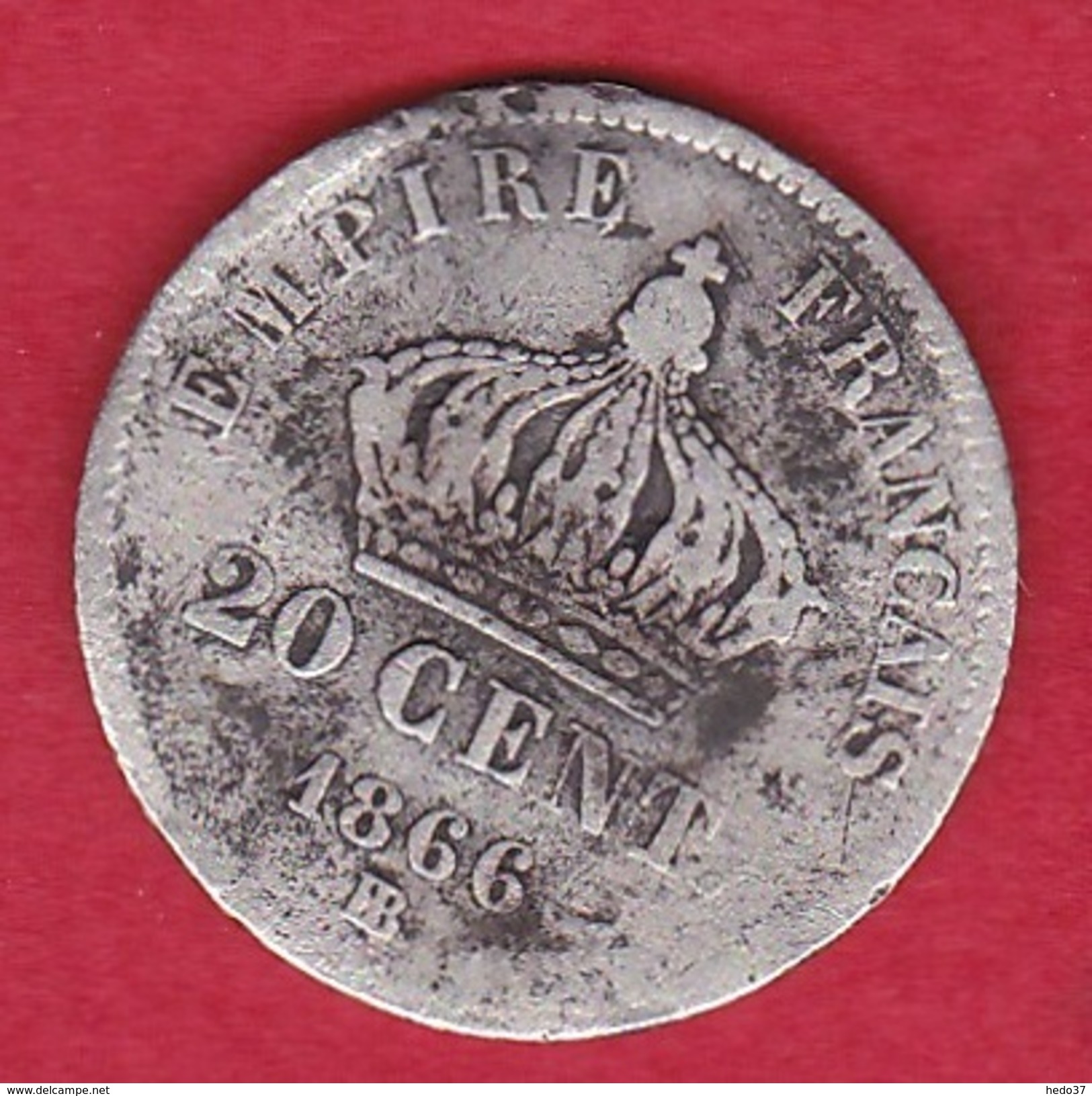 France 20 Centimes Napoléon III Tête Laurée 1866 BB - 20 Centimes