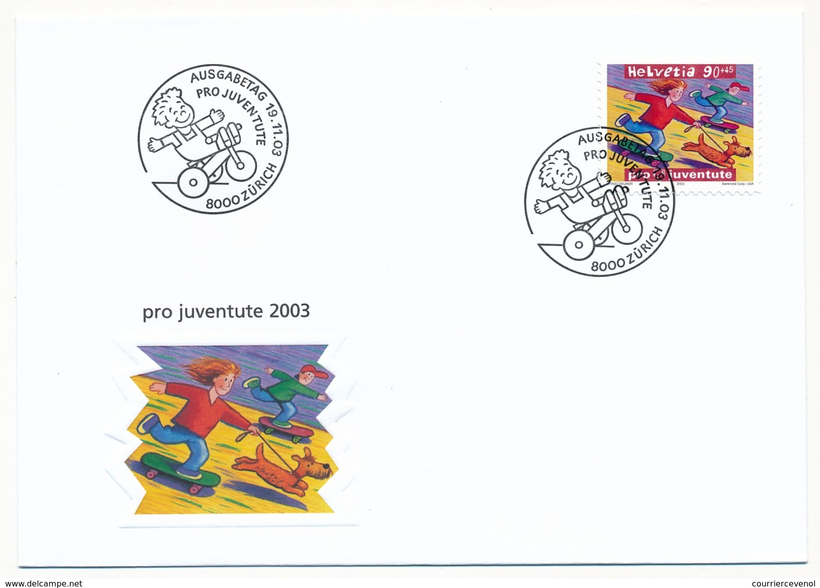 SUISSE -  FDC 2003 - PRO JUVENTUTE - 5 Enveloppes - ZURICH - FDC