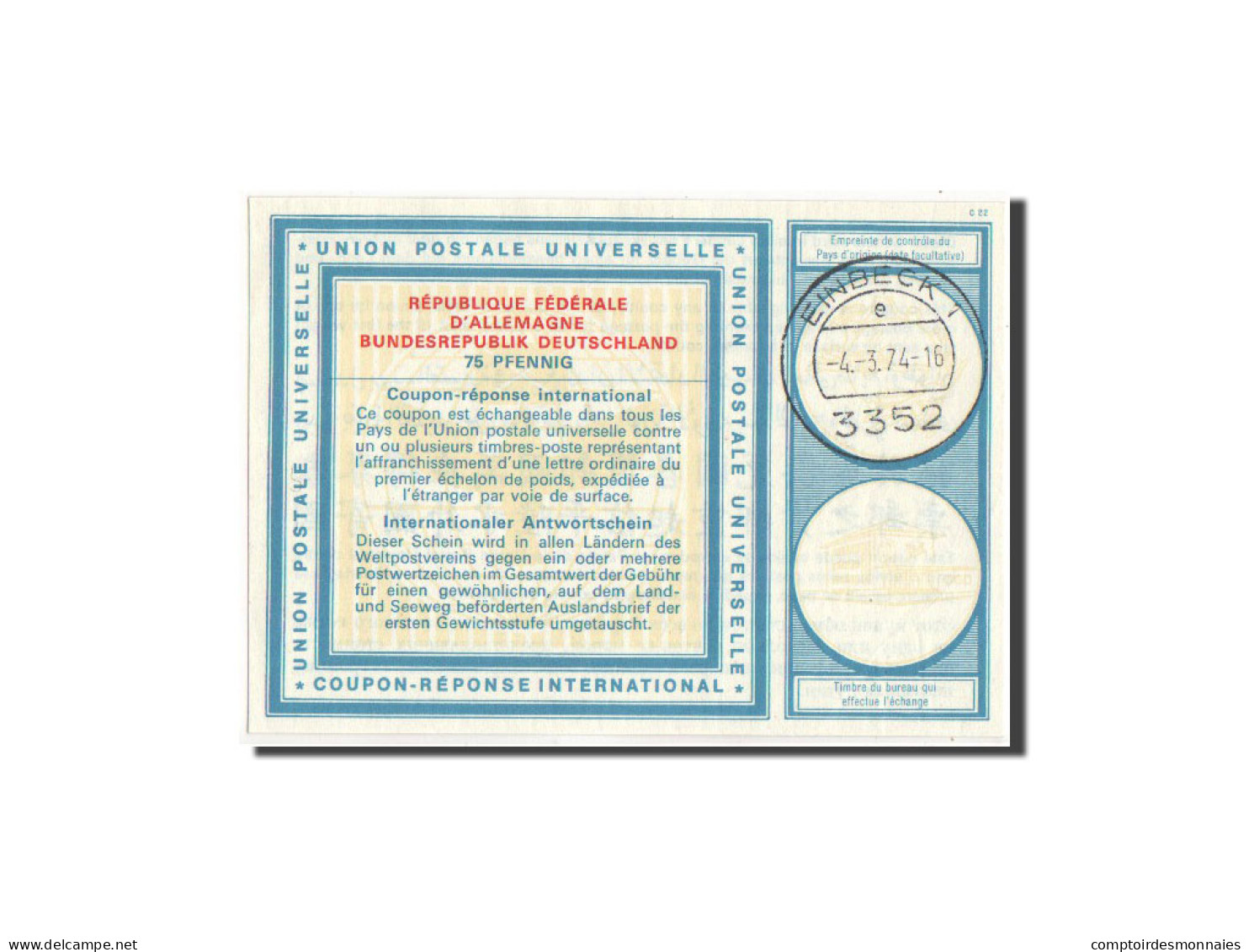 Billet, République Fédérale Allemande, 75 Pfennig, 1974, NEUF - Autres & Non Classés