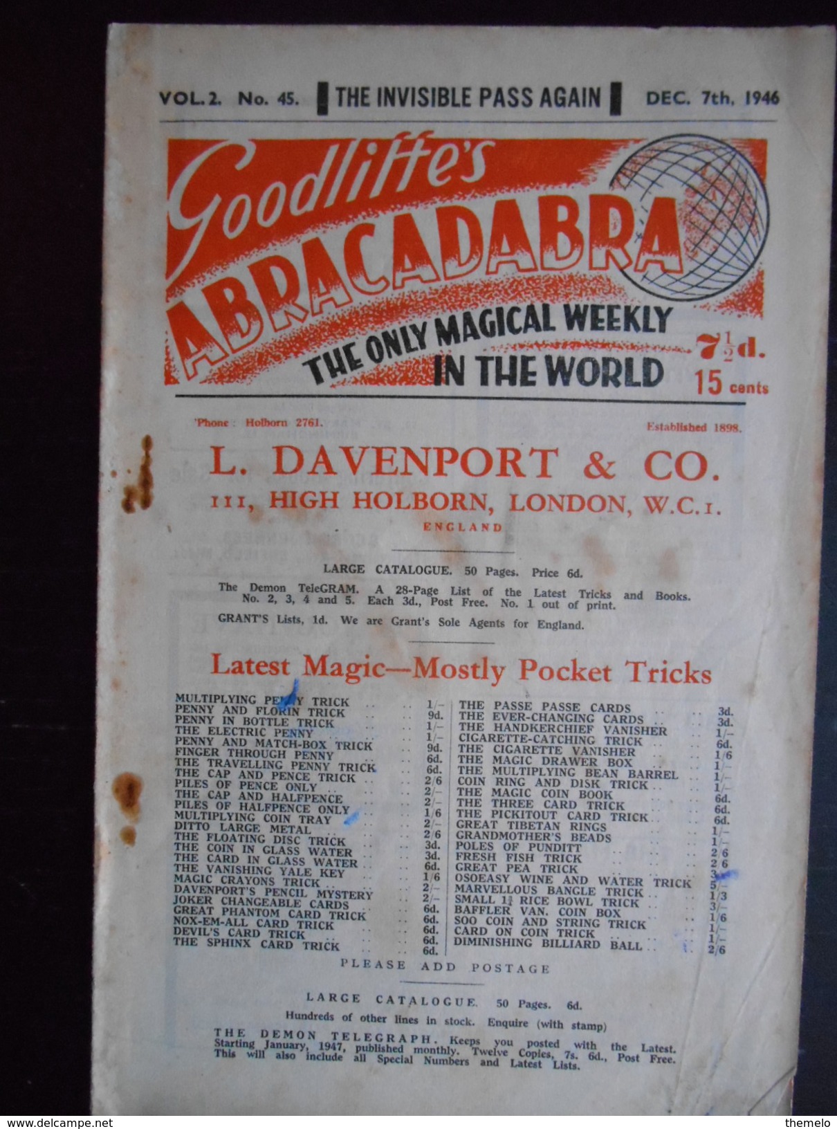 Revue "Goodliffe's Abracadabra Vol. 2 N°45 Dec. 7th 1946" - Amusement