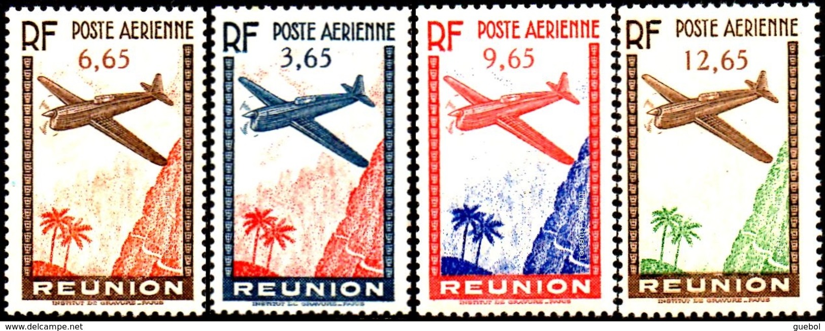 Réunion N° PA  2 à 5 ** Survol De L'Ile - Avion - Airmail