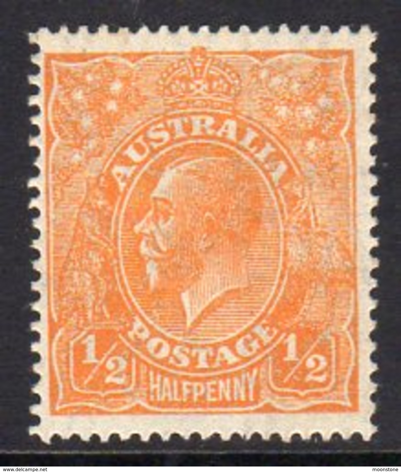 Australia 1926-30 ½d Orange GV Head, Wmk. 7, Perf. 14, Hinged Mint (SG85) - Neufs